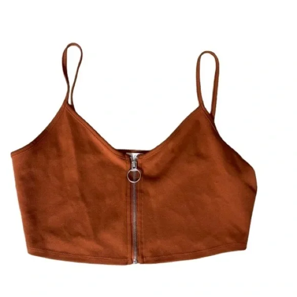 Women’s Love Tree Boutique Brown Crop Top & Pants Set Size Medium! - Picture 2 of 8